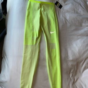 Nike tech running tights. Size S. Neon green